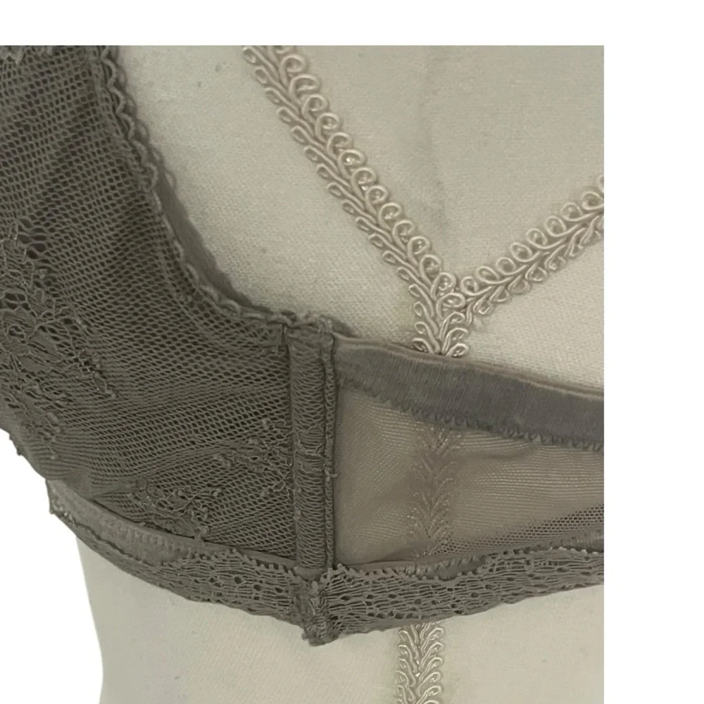 Victoria’s Secret XL front clasp grey lace bralette EUC - Picture 5 of 13